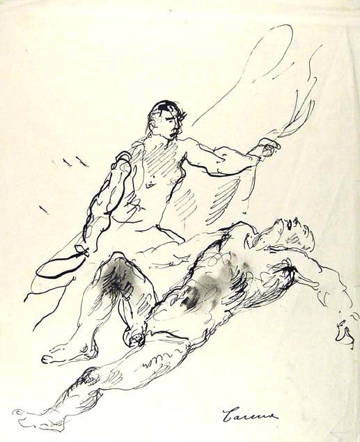 Felice Carena, two warriors